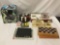 Asst gaming lot: cards, poker chips, shuffler, backgammon, chess/Checkers, controller etc