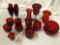 16x red glass wine glasses vases candle holders, Largest approx 11 x 6 inches