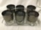 Lot of 6 tumbler glasses W/ chrome carry rack approx 12 x 8 x 6 inches