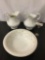 3x vintage ceramic wash basin and pitchers, approx 16 x 5 inches