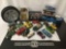 Large collection of diecast collectible cars, coin banks, tire clock, American LaFrance emblem