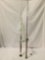 2x vintage fishing poles, 1 w/ reel, Largest approx 91 inches