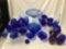 Lot of 27 blue crystal glass home decor items vases baskets ball candleholders Candy dish bowls