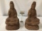 2 Yew wood Asian carved female figures - both have been repaired at the hands