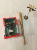 Mariners hand painted bobble head moose Ken Griffey Jr miniature wood baseball bat