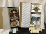 2x Porcelain Dolls 26 inches Dominique Statue of Liberty NYC 100, Molly w/ COA 94/2000