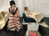 2x porcelain dolls ; Franklin Heirloom Victoria Coca-Cola Girl, Danbury Mint Lily - Love Letters