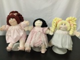 Lot of 3 cloth soft body baby dolls with hand painted eyes 15 inches