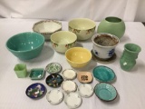 22 piece lot of home decor; bowls, planter, vases, small plates Largest approx 10x5 inches