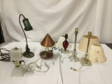 6x electric table lamps, tested and working, Largest approx 19 x 11 inches