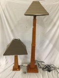 Lot of 2 matching mission style lamps - free standing floor lamp and table lamp