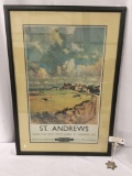 Framed British Railways poster print St. Andrews approx 25.5 x 37 inches