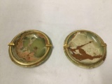 2x vintage marble ashtrays approx 6 x 1 inches