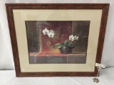 Large framed still life Eastern Wonder II print by Yumiko Ichikawa approx 36 x 30 inches.