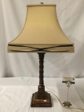 Modern table lamp with Chelsea House shade, tested and working, approx 30x15 inches