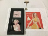 Lot of 2 Marilyn Monroe collectibles; Tru-Glo advert tin, Bradford Exchange Clock w/ COA 20x10