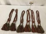 Lot of 6 antique French curtain tie backs w/ tassels, circa 1920