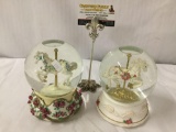 2x San Francisco Music Box Co. carousel glitter globes approx 6 x 5 inches