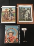 Lot of 3 vintage cowboy / Western puzzles, 2 are framed, approx 13 x 16 inches