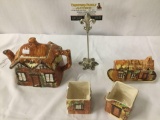 7x vintage Price Kensington cottage ware ceramic tea set, shakers, creamer, pot, approx 8x6x4?