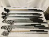 27x Golf Clubs; drivers, irons; MacGregor, Parallax, Head, Mizuno, Lynx, Knight