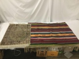 Small Handmade Rug and Native American blanket, has stains, see pics. Rug 38 x 25 blanket 80 x 50