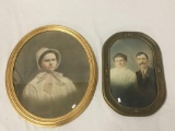 Pair of Antique Photographs in Antique Frames, 18 and 22 inches tall