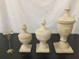 3 fine Maitland Smith handmade urns with lids - graduating sizes