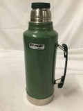 Stanley metal thermos with lid and handle approx 15 x 6 inches