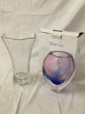 Lot of 2 crystal glass vases; Abernini 5th Avenue Crystal w/ box , approx 7 x 10 inches