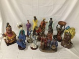 Lot of 14 ethnic figurines; Ebony Treasures, bust, Largest approx 11 x 14 inches