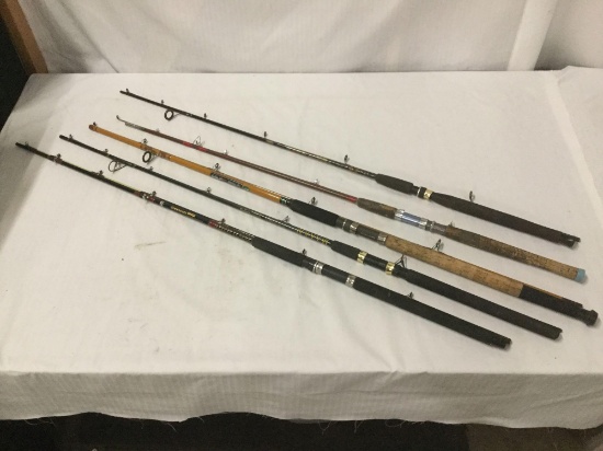 5 Assorted Fishing Rods: Abu Garcia Commodore Max, Daiwa, South Bend Graphite etc