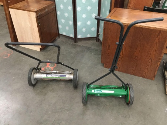 Lot of 2 push lawn mowers; American Lawn Mower Company, Scotts - Elite 16?