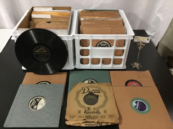 80 + antique gramophone/phonograph records; Edison, Parlorphone, Decca etc