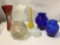 7x art glass vases/bowls incl. cut crystal bohemian glass vase and abstract frosted vase