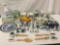 Large lot of assorted delft blue collectibles incl. shakers, clogs, pitchers, vases, and more!