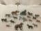 Collection of 17 vintage metal animals; horses, dogs, ram, paper weights