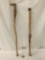 Lot of 2 natural wood canes/ walking sticks , approx 40 x 4 inches.
