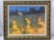 Original impressionist 40's-50's California oil painting of orchard/farm on canvas in antiqued frame