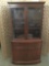 Vintage 1940s Landstrom Furn. co. mahogany rounded base curio cabinet - nice clean design