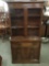 Vintage walnut finish china cabinet hutch/china cabinet - has some wear