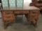Vintage oak desk with 4 drawers - good cond, nice detail/veneer