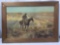 Cowboy Western CM Russell landscape print in oak frame