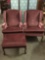 Pair of 2 mid century wingback cushioned armchairs with matching stool