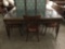 Vintage Maitland Smith writing desk with glass top and 3 matching chairs - by Grange
