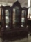Cellini furn antique repro 2 pc lighted china cabinet w/ mirrored back and 6 glass shelves