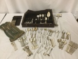 Large collection of over 110 pieces of flatware with many sterling silver pieces with Sterling