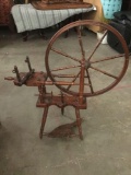 Antique wood spindle spinning wheel yarn spinner