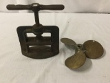 Antique cast iron press and propeller/fan blade