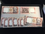 Bundle of 25 uncirculated Peruvian 5000 soles (dollars) bank notes in sequential order